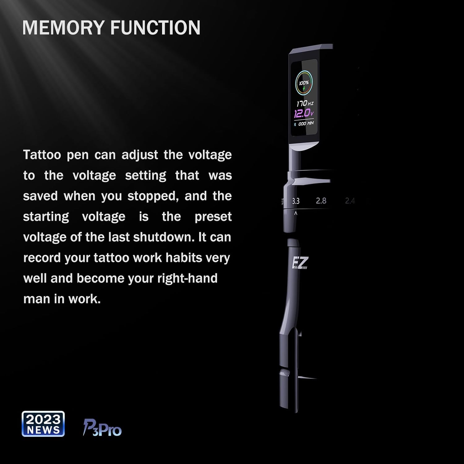  EZ P3 Pro pen rotativa para tatuar con stroke ajustable 2.00 a 4.5mm, máquina para microblading, tatuajes, scalp, cover de estrias