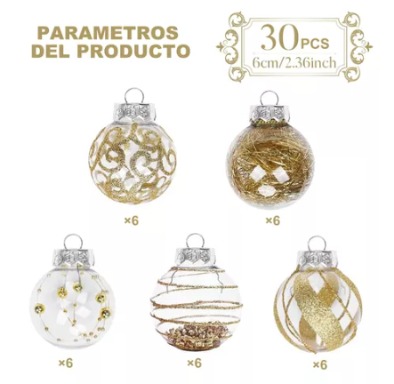Esferas De Navidad Portafolio De 30 Unid Decoración Navideña