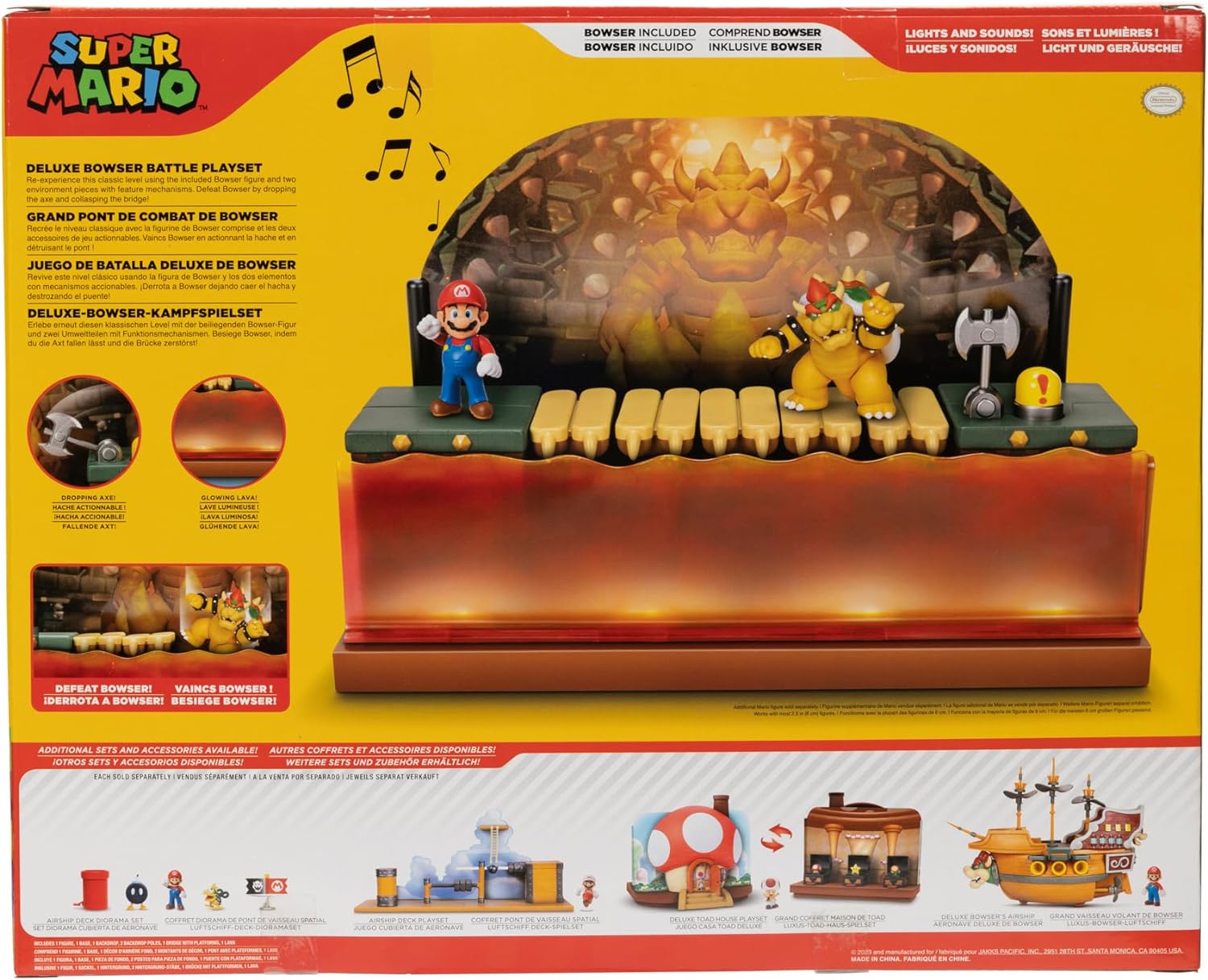 Figura Nintendo Super Mario Deluxe Bowser Battle Playset Luces y Sonidos