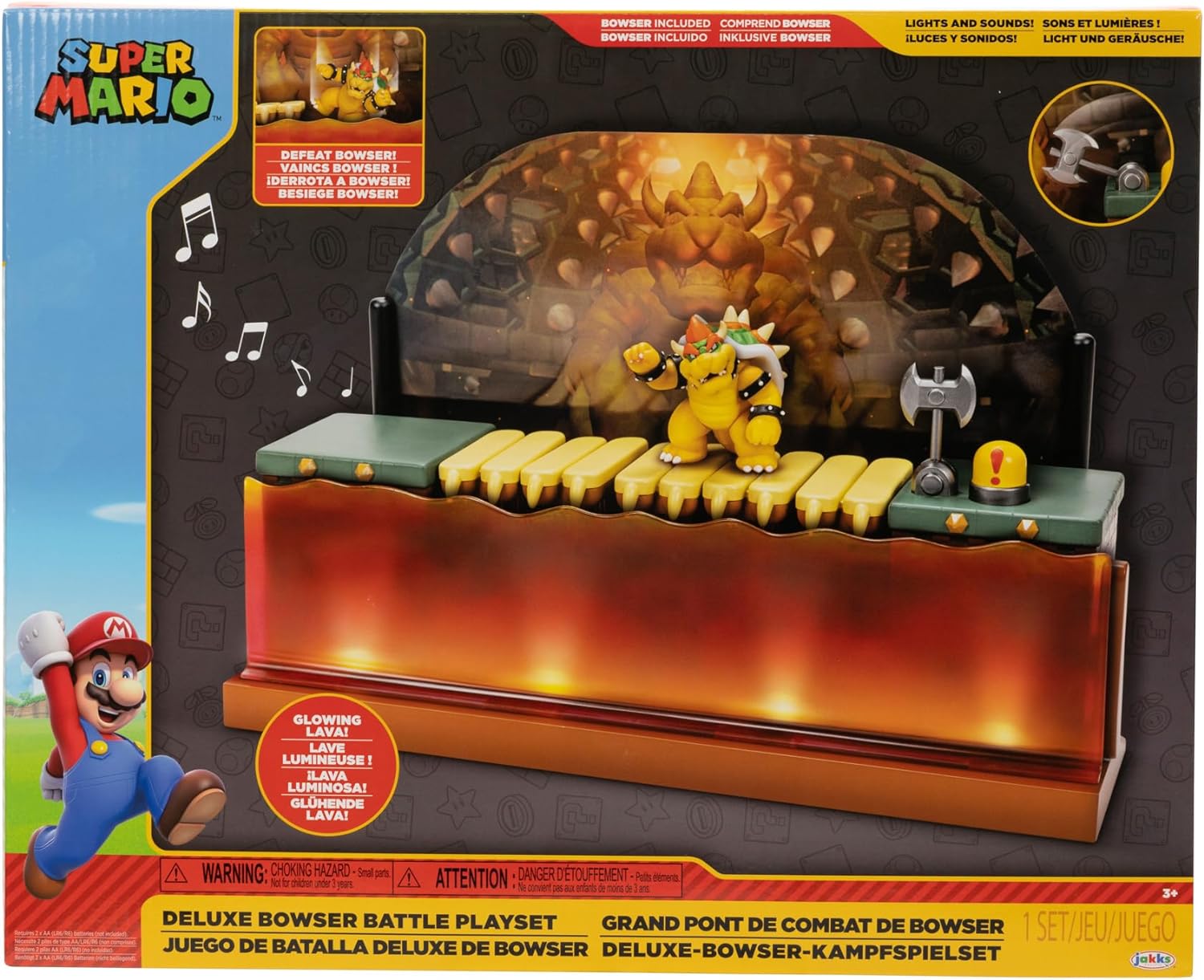 Figura Nintendo Super Mario Deluxe Bowser Battle Playset Luces y Sonidos
