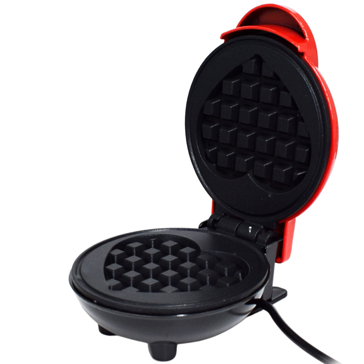 Mini Wafflera Eléctrica En Forma De Corazón Antiadherente Color Rojo