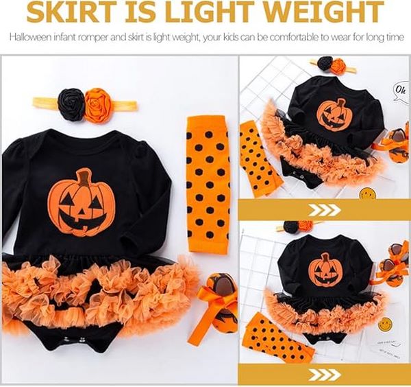Disfraz Bebe Niña Halloween Algodón Manga Larga Calabaza Feliz