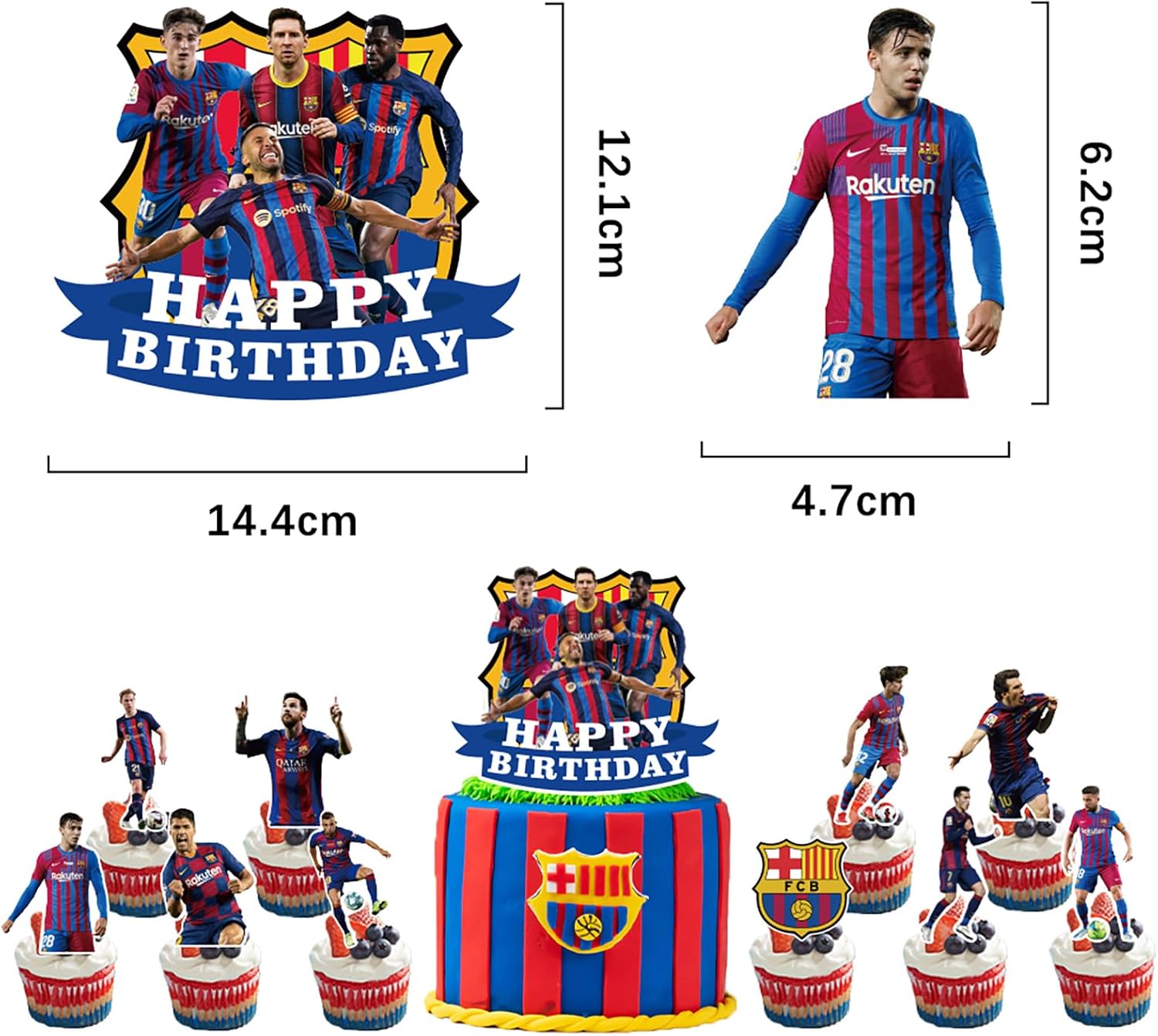 Set 18 Globos Látex Deportes Barcelona Messi Letrero Fiesta y Decoración