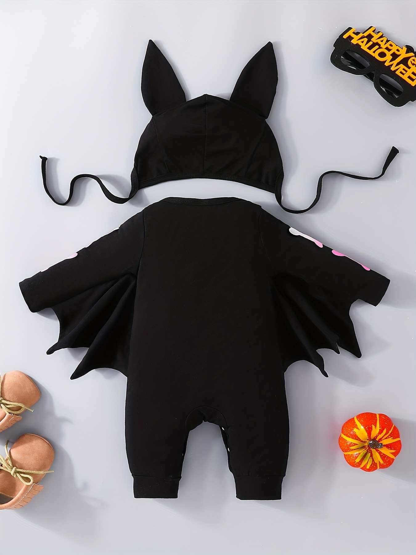 Disfraz Bebe Calavera Vampiro Alas Halloween Algodón Manga Larga