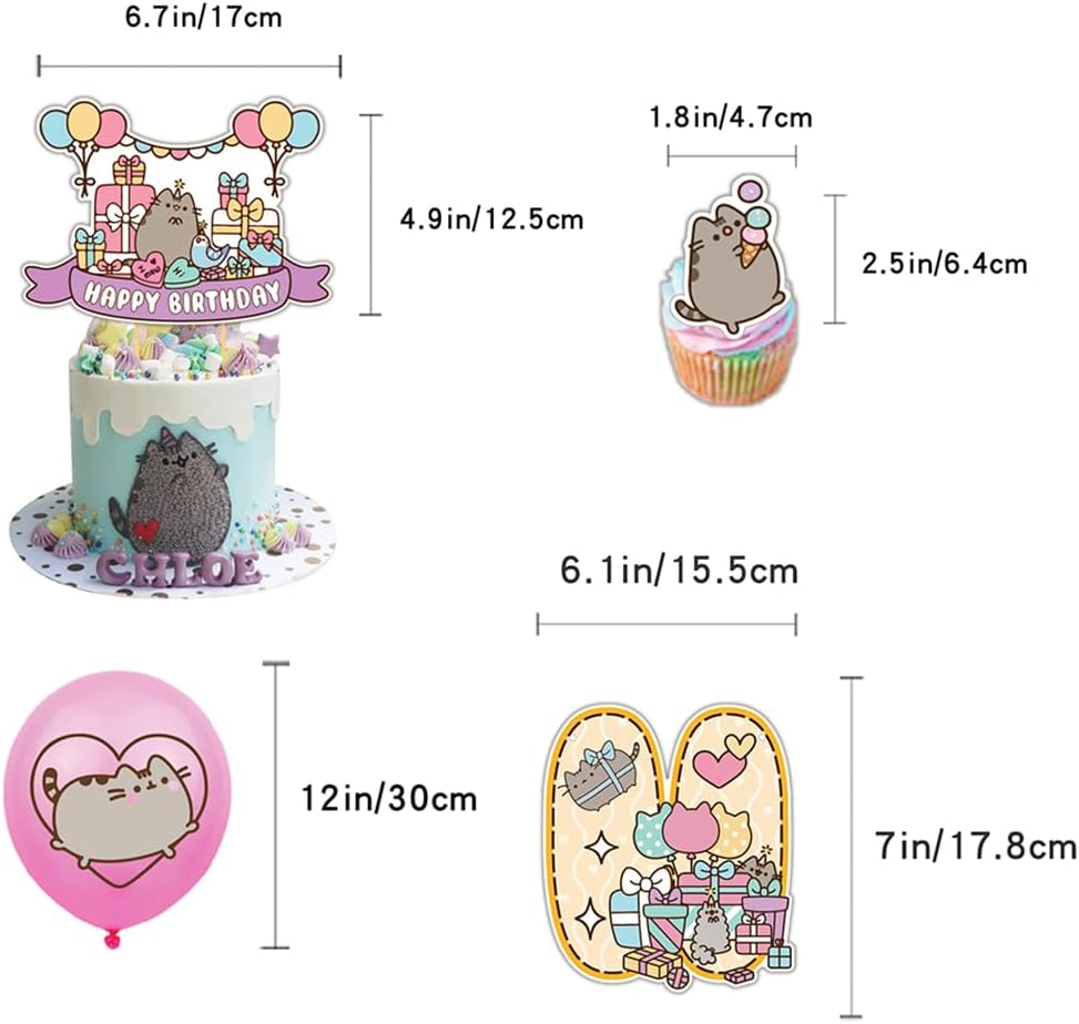 Set 16 Globos Caricatura Pusheen Happy Fiesta y Decoración