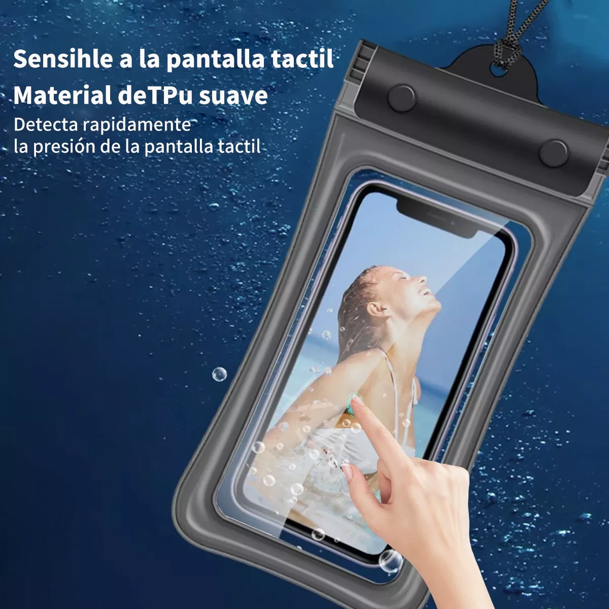 Set 3pz Funda Bolsa Impermeable Y Cangurera 6,7 PuLG Para Playa