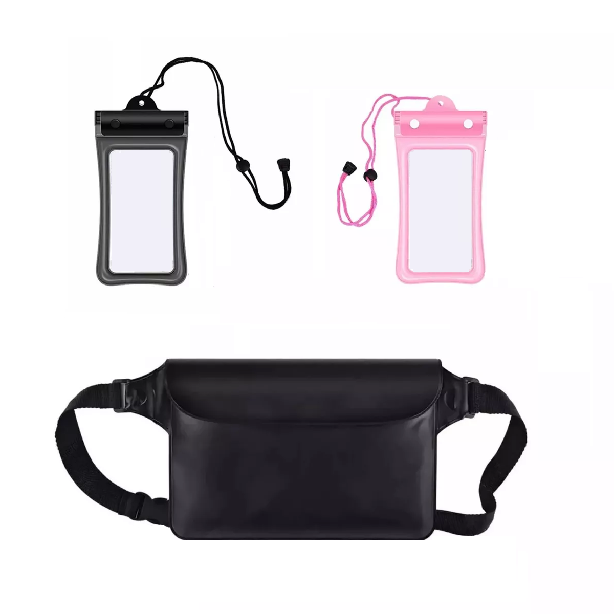 Set 3pz Funda Bolsa Impermeable Y Cangurera 6,7 PuLG Para Playa