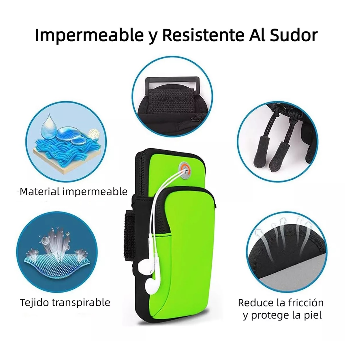 Par Bolsa Deportiva De Banda Al Brazo P Celular Gym Correr Bici Negro + verde