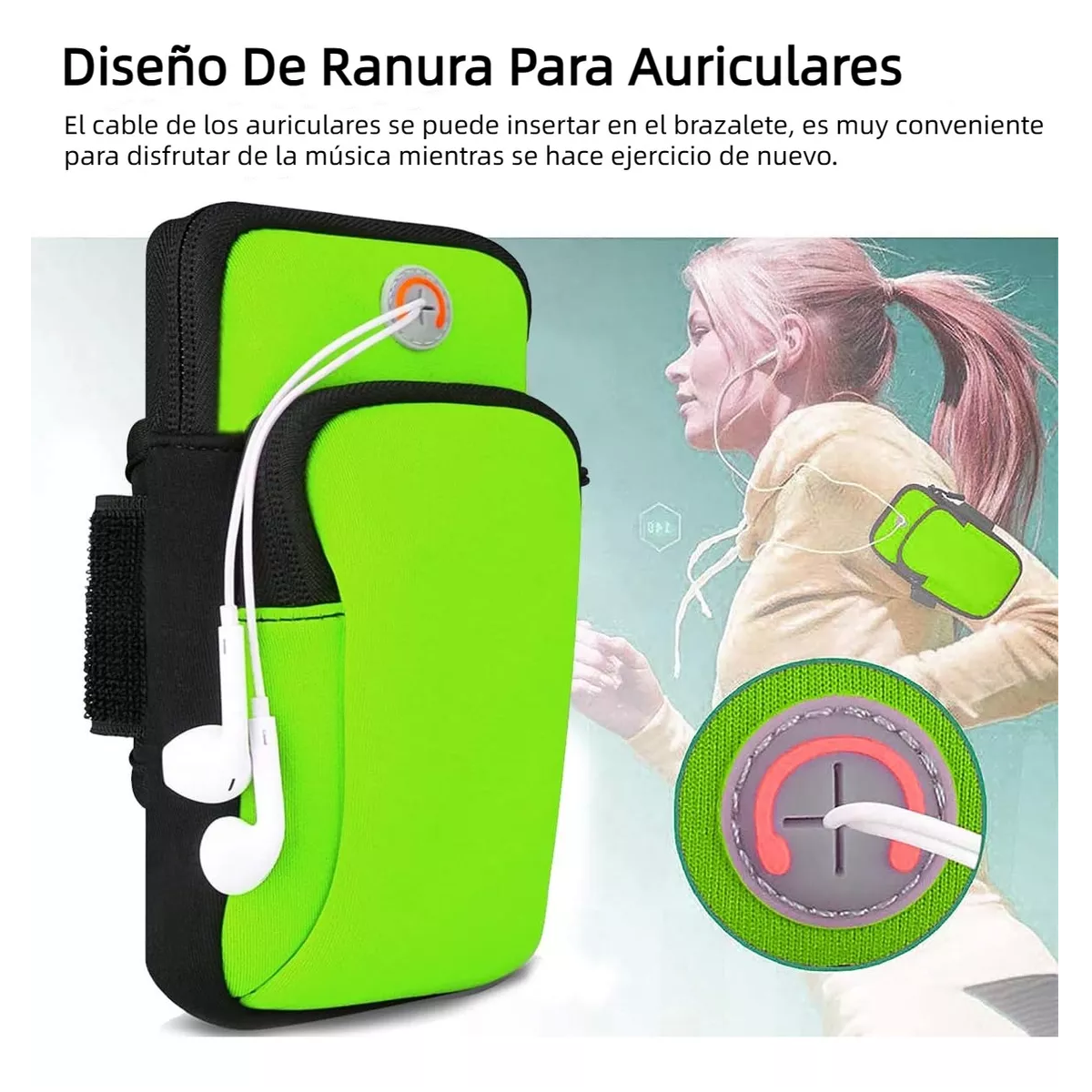 Par Bolsa Deportiva De Banda Al Brazo P Celular Gym Correr Bici Negro + verde