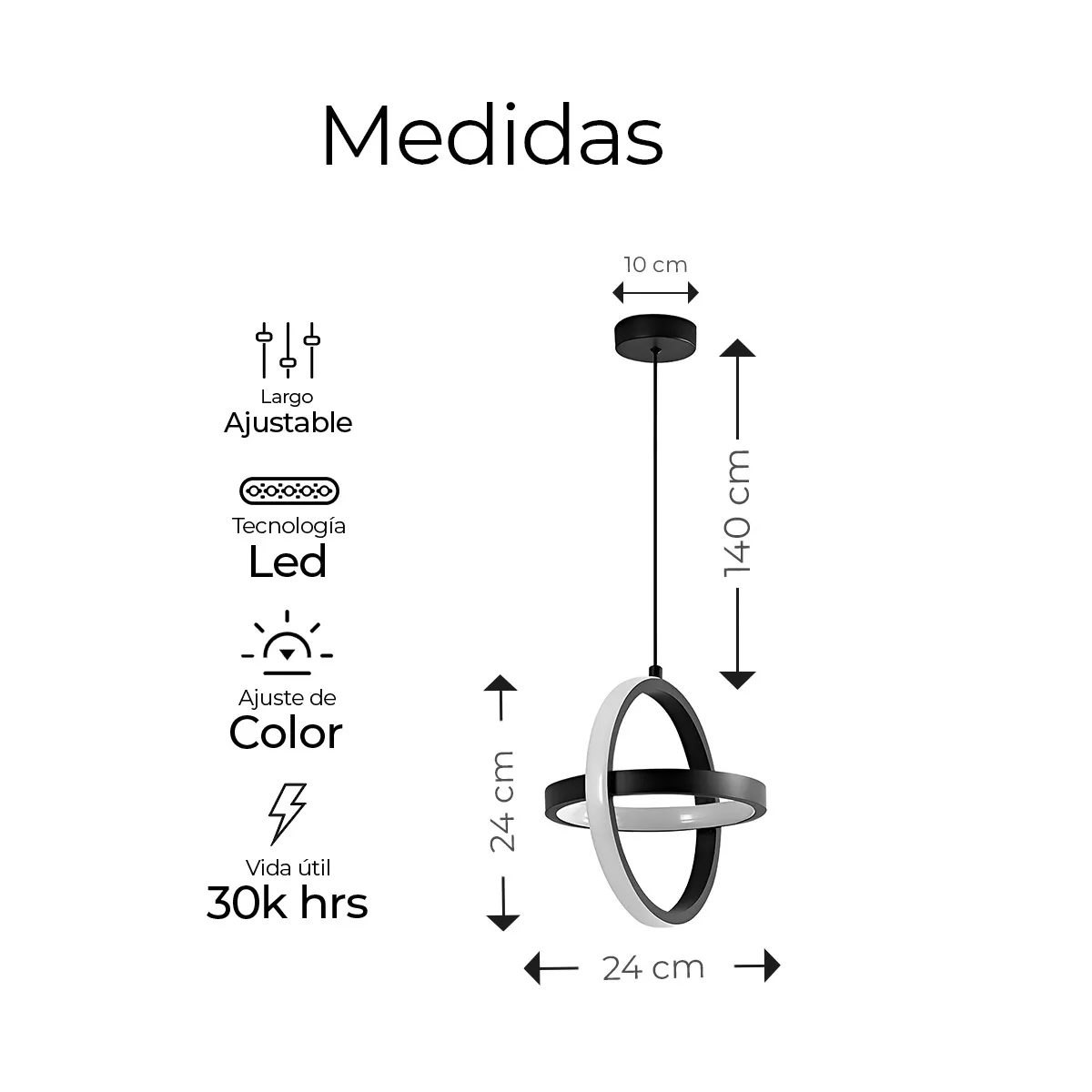 Lámpara Colgante Candil Circular Nórdico Led 3 Atenuaciones