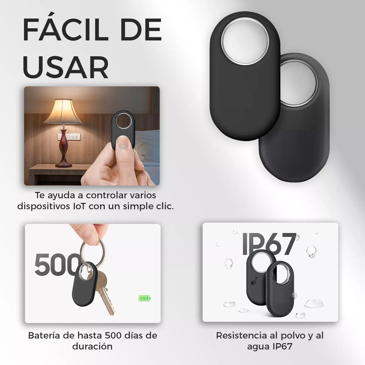 Localizador Bluetooth Para Objetos Valiosos Color Negro