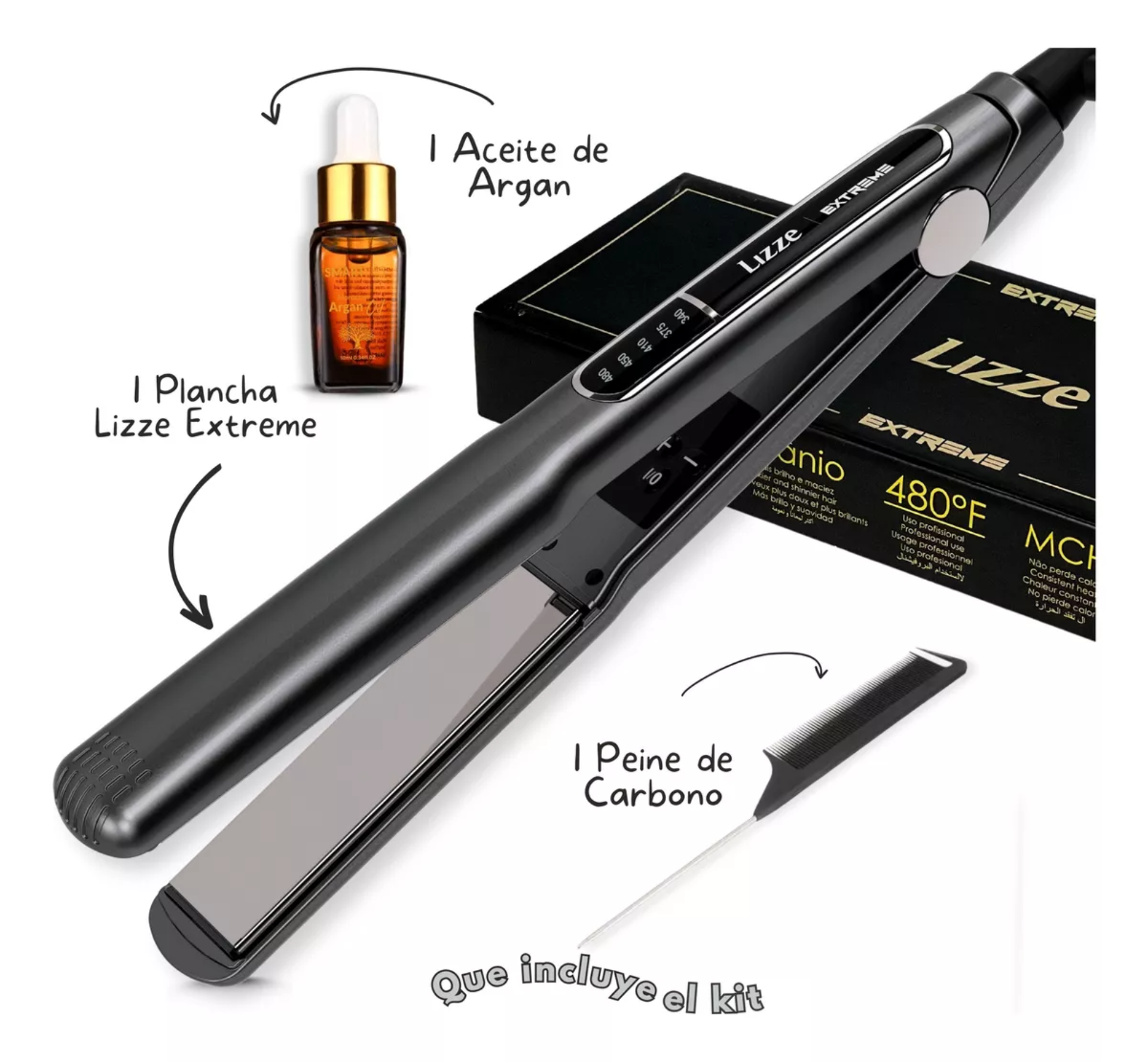 Plancha Lizze Extreme Placas 1 1/4 Con Número Serie+ Regalo