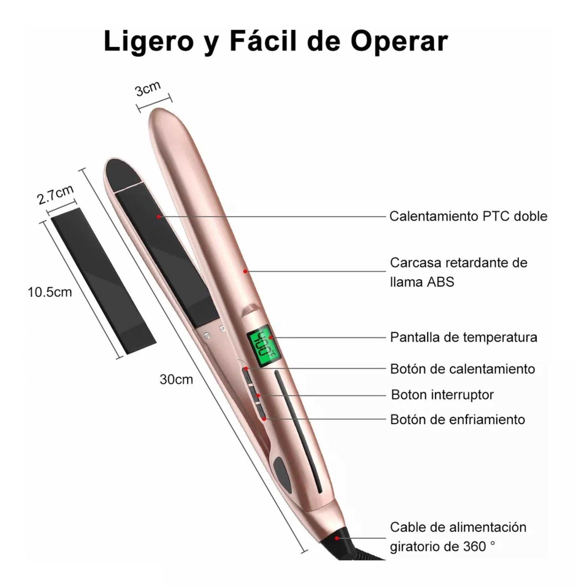 Plancha Para Cabello Profesional Para Mojado Y Seco Cerámica