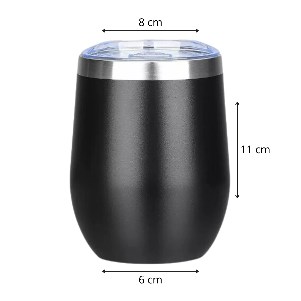 Termo Copa De Vino 355 ml - Acero Doble Capa - Origami Home (Negro Mate)