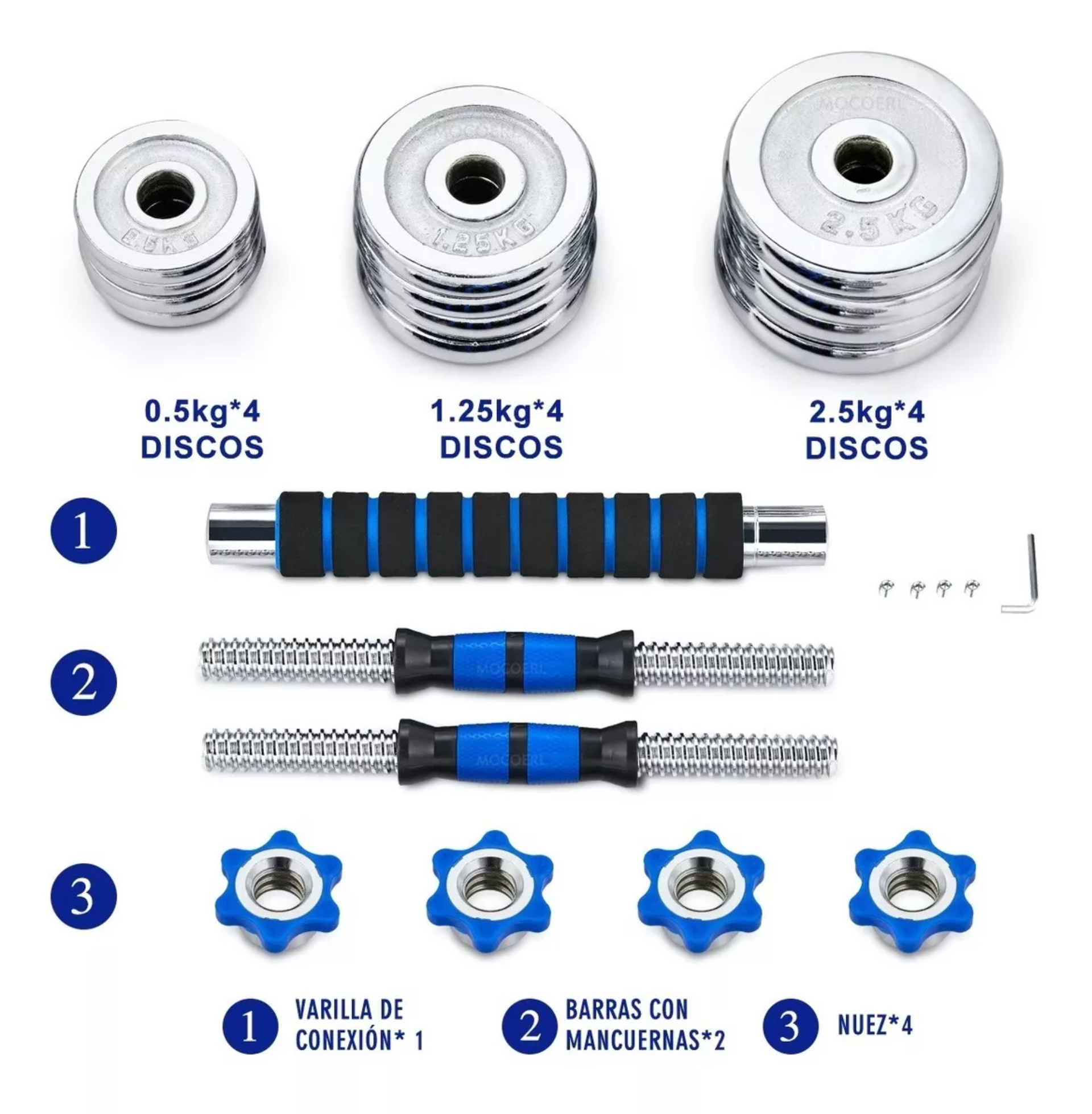 Kit De Mancuernas, Barra Con Pesas Para Gimnasio De 20 Kg