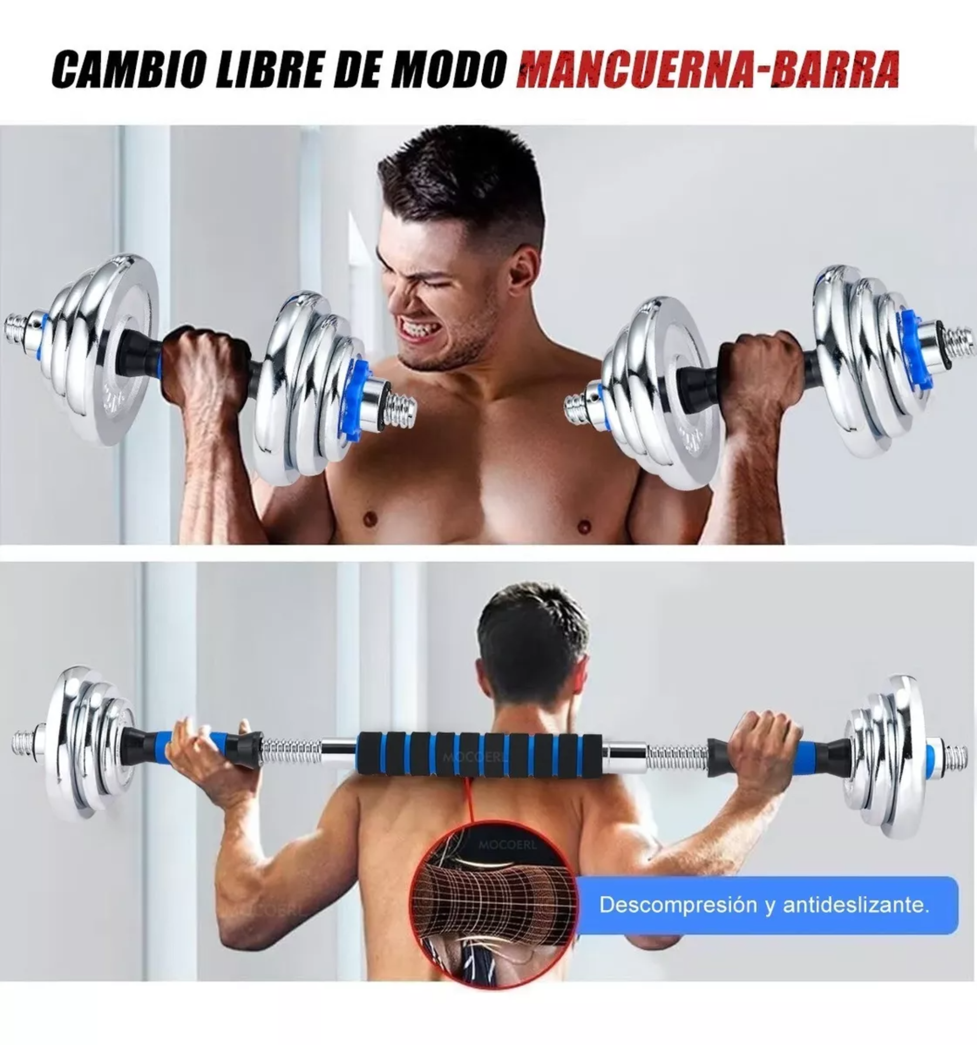 Kit De Mancuernas, Barra Con Pesas Para Gimnasio De 20 Kg