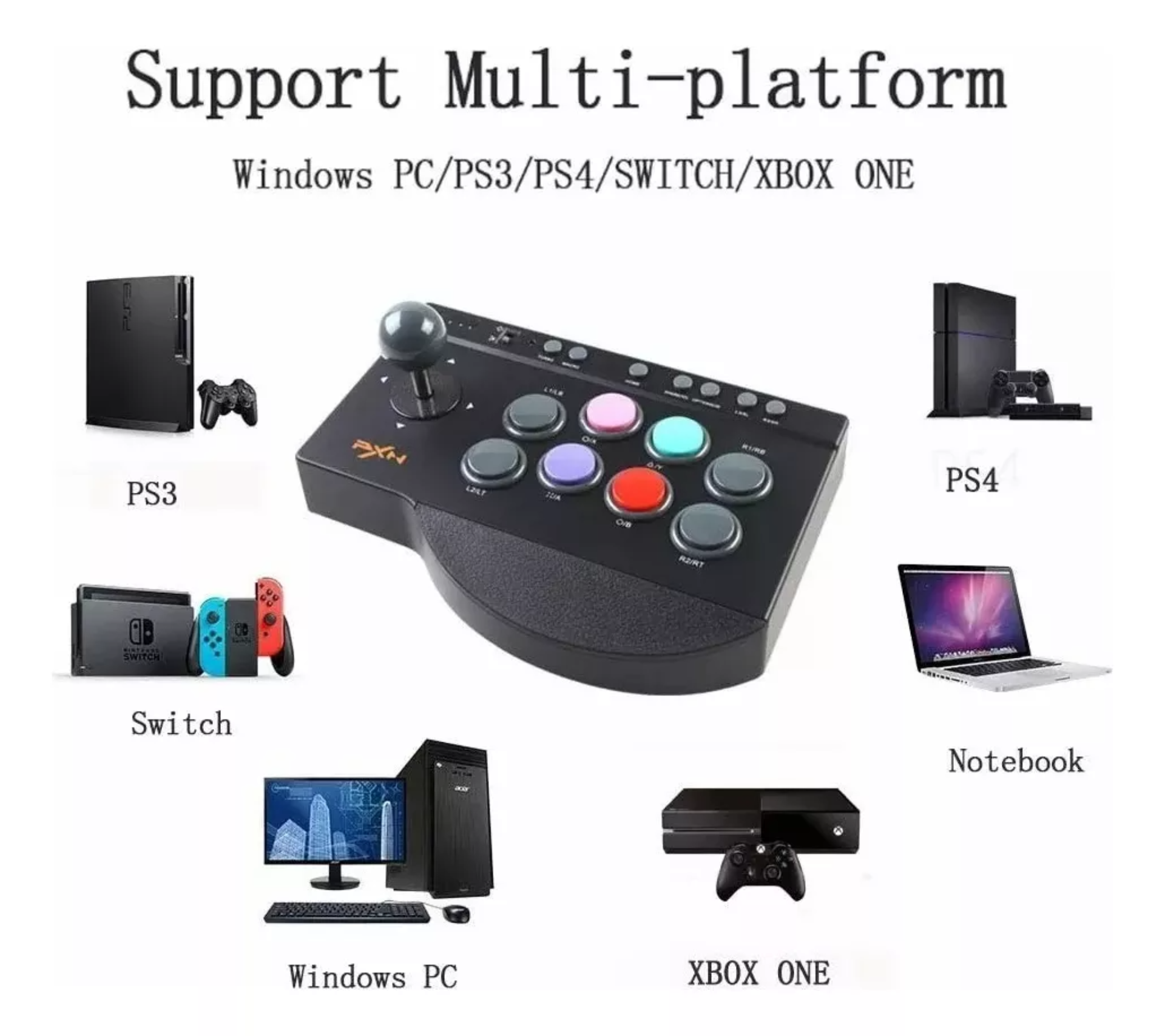 Tablero Arcade Fightstick Pc Ps3 Ps4 Xbox One