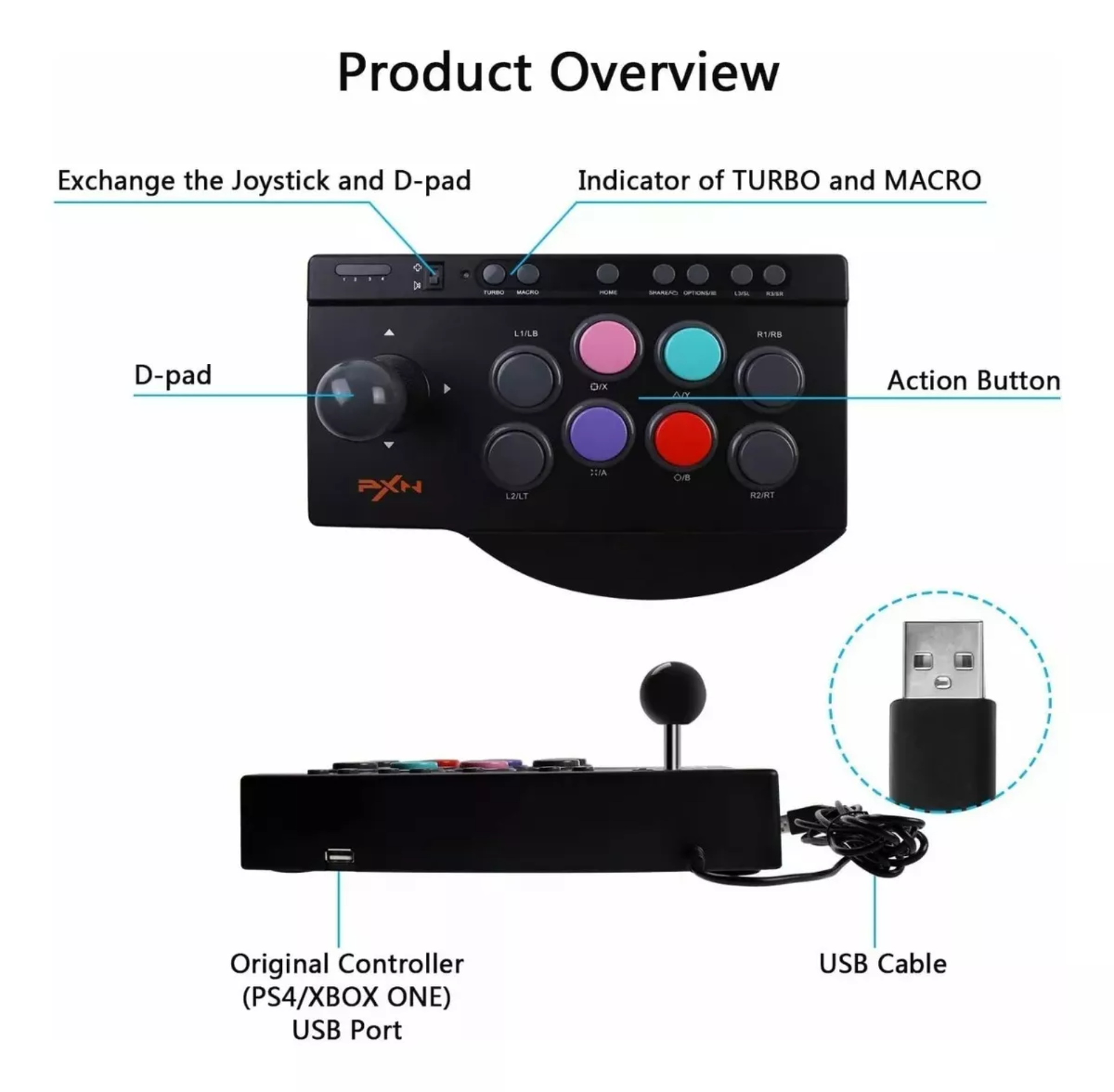 Tablero Arcade Fightstick Pc Ps3 Ps4 Xbox One