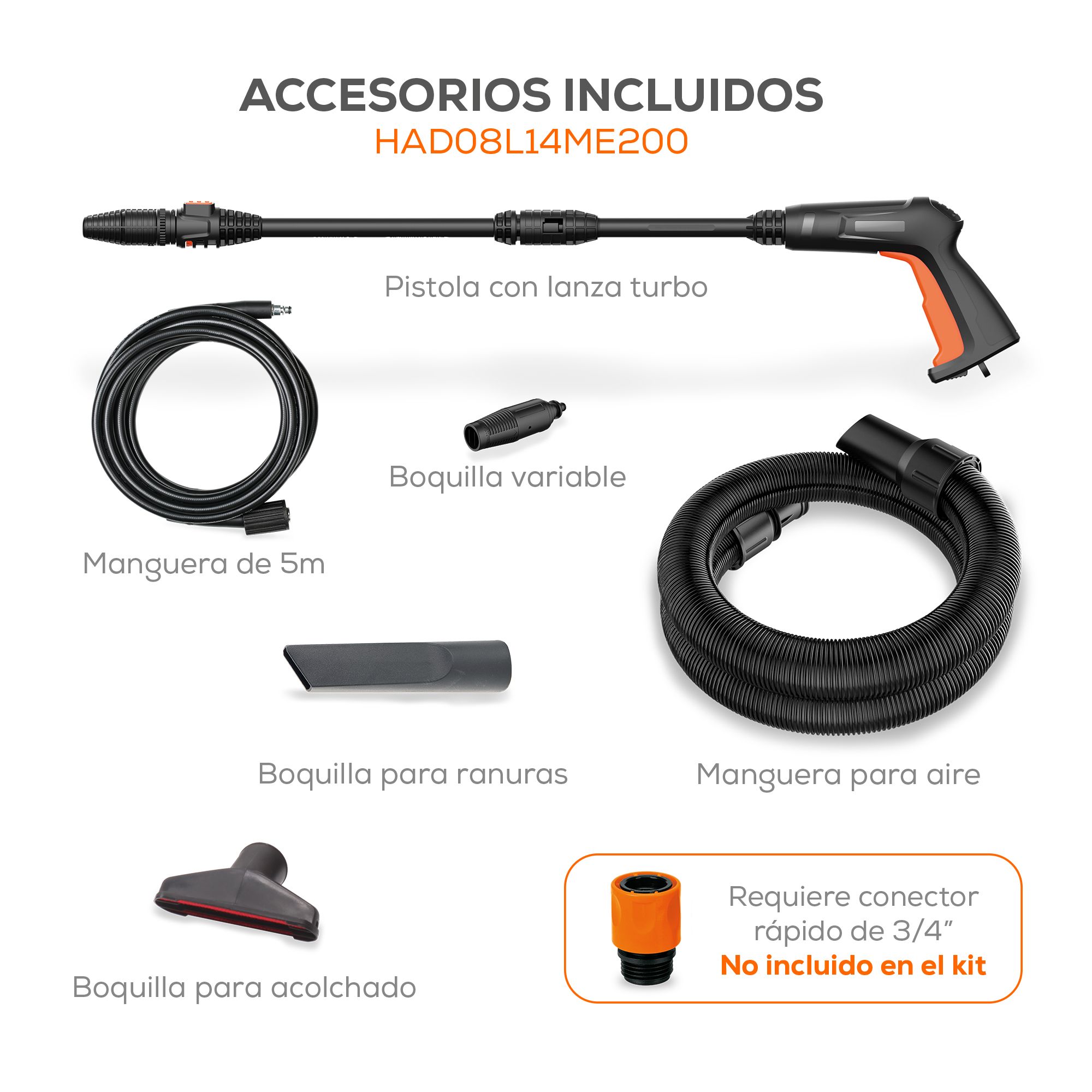 Hidrolavadora Hobby Clean 4 en 1con 2 hp  120V 1F hidrolavadora, aspiradora, sopladora