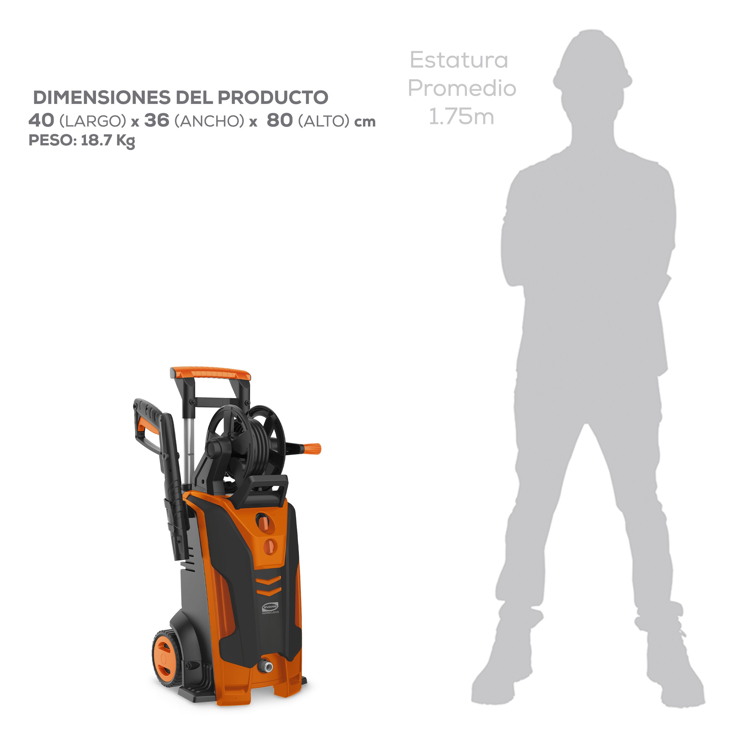 Hidrolavadora eléctrica Hidro Clean 2.5 HP 120V 1F bomba axial 6l/min 2030 PSI