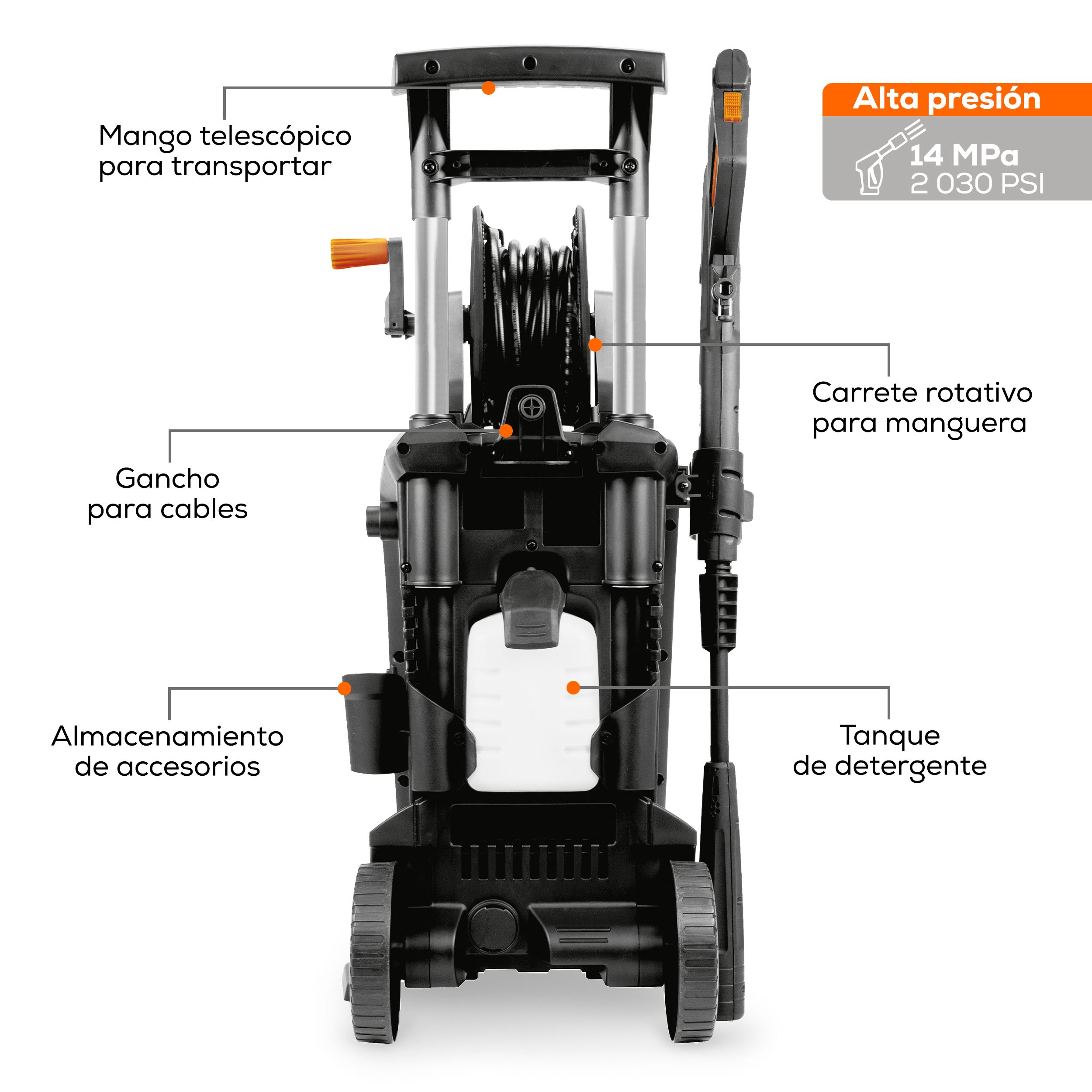 Hidrolavadora eléctrica Hidro Clean 2.5 HP 120V 1F bomba axial 6l/min 2030 PSI
