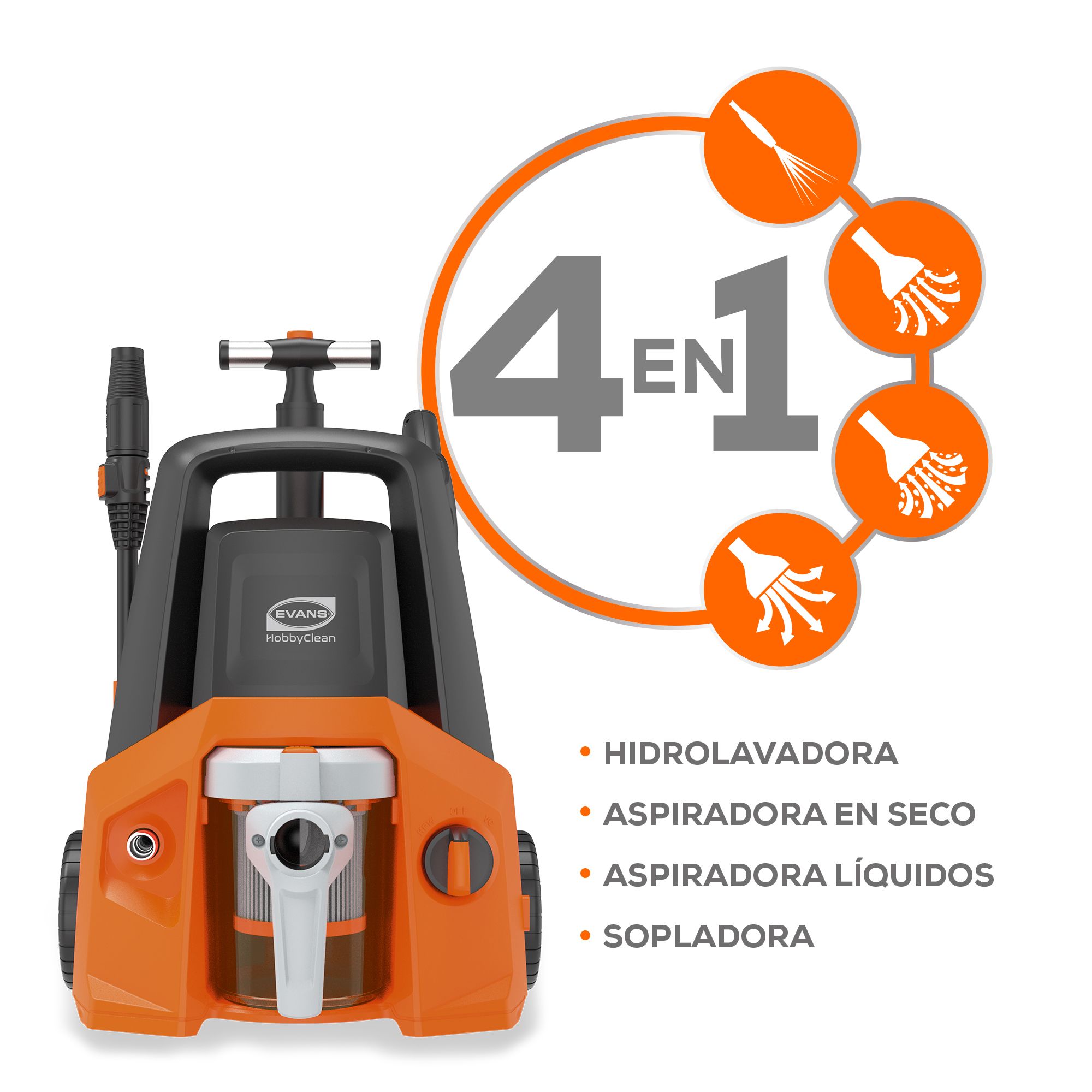 Hidrolavadora Hobby Clean 4 en 1con 2 hp  120V 1F hidrolavadora, aspiradora, sopladora