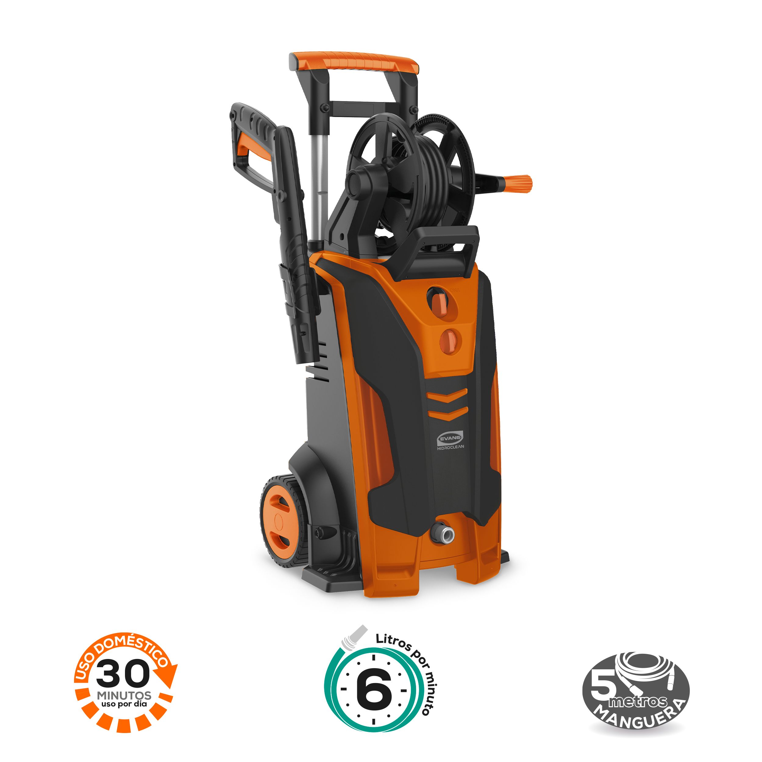 Hidrolavadora eléctrica Hidro Clean 2.5 HP 120V 1F bomba axial 6l/min 2030 PSI