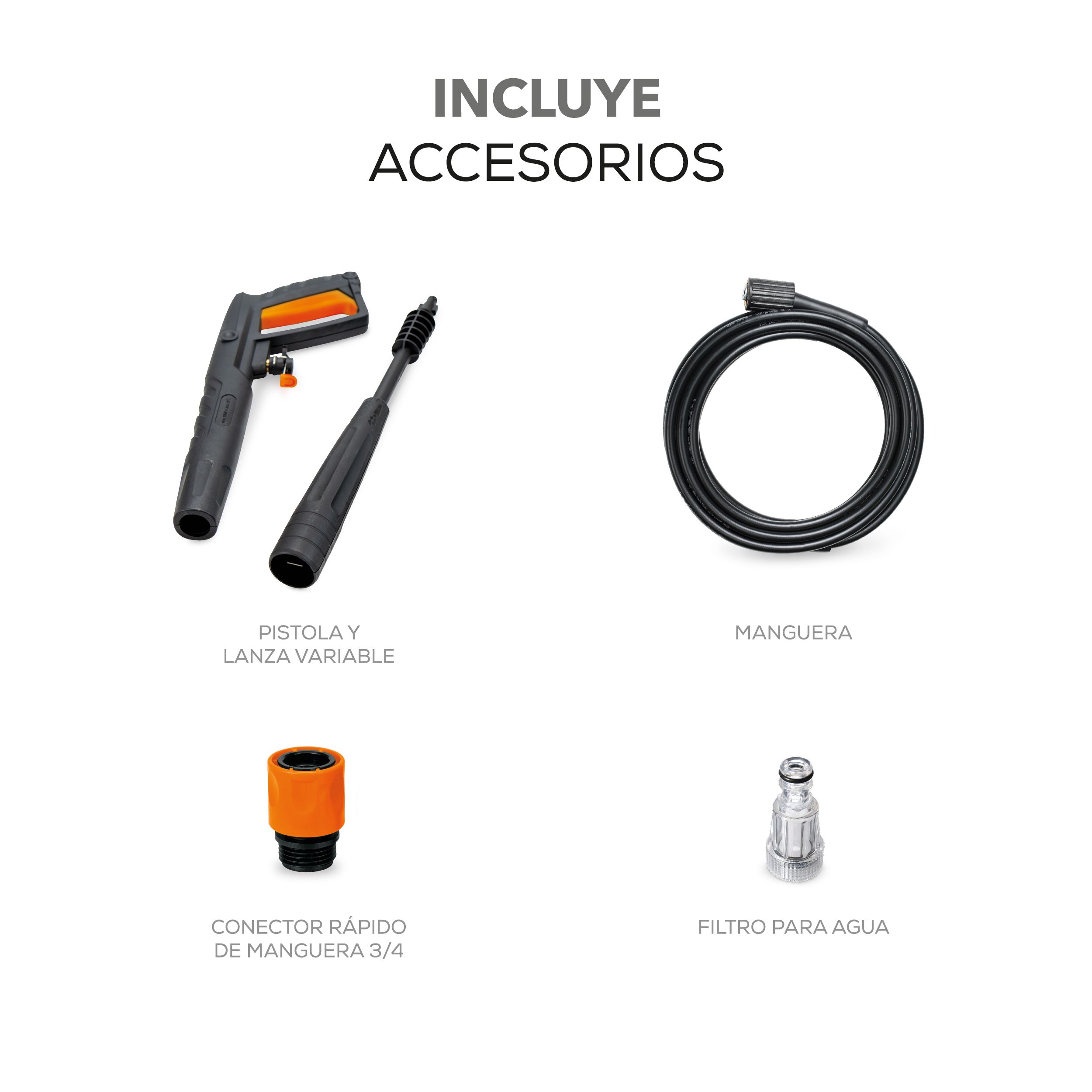 Hidrolavadora eléctrica Hidro Clean 2.5 HP 120V 1F bomba axial 6l/min 2030 PSI