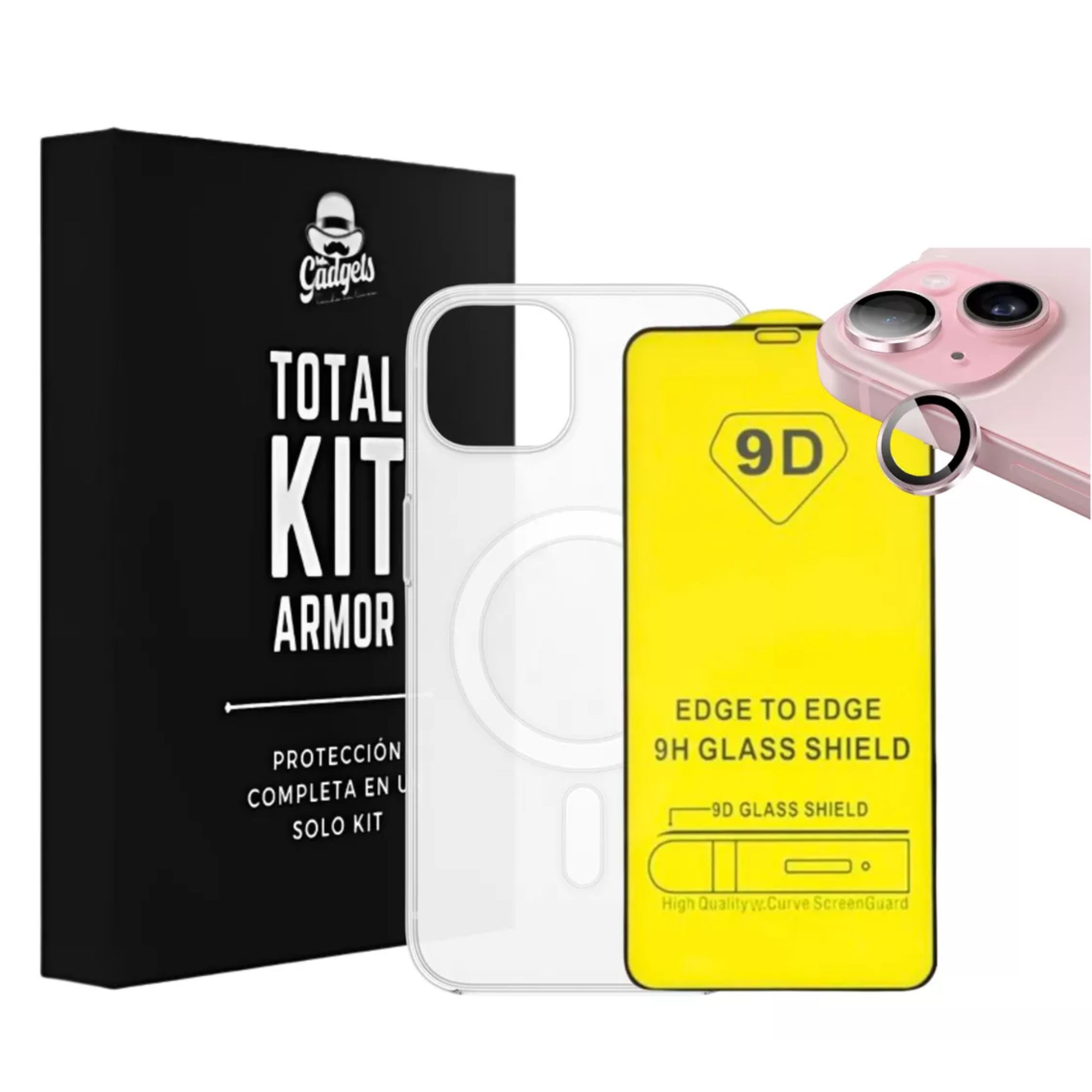 Kit Funda + Mica Pantalla + Aros Cámara Para iPhone Magsafe Para Iphone 11 / Rosa