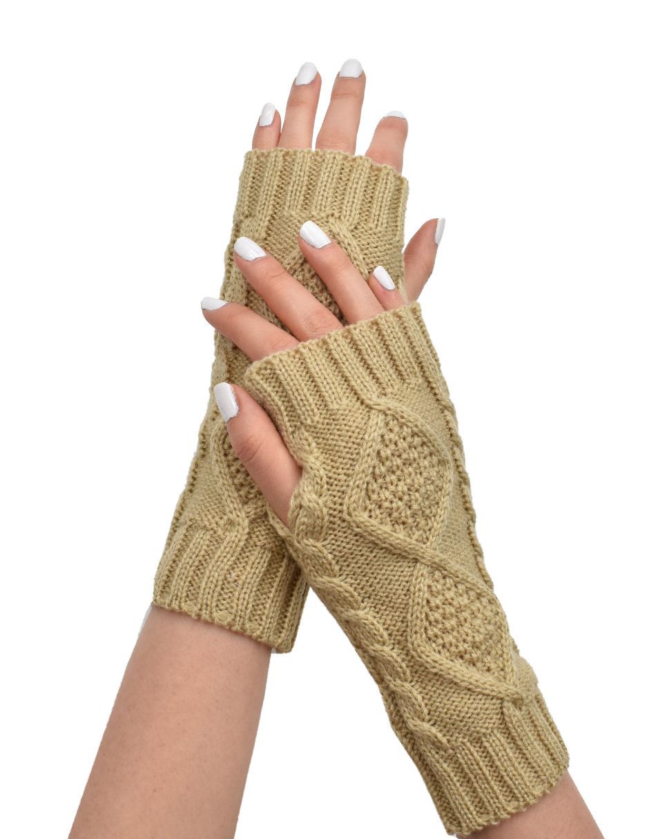 Guantes sin Dedos Diseño Mitón Beige 