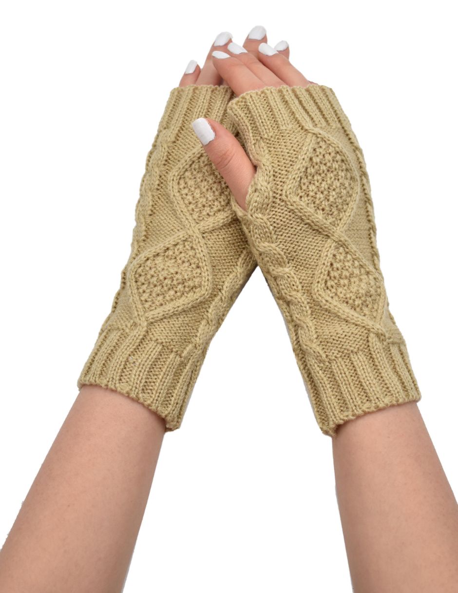 Guantes sin Dedos Diseño Mitón Beige 