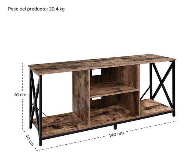 Mueble Tv 60  Mesa Repisa 1.40m 3 Niveles Moderno Industrial Country