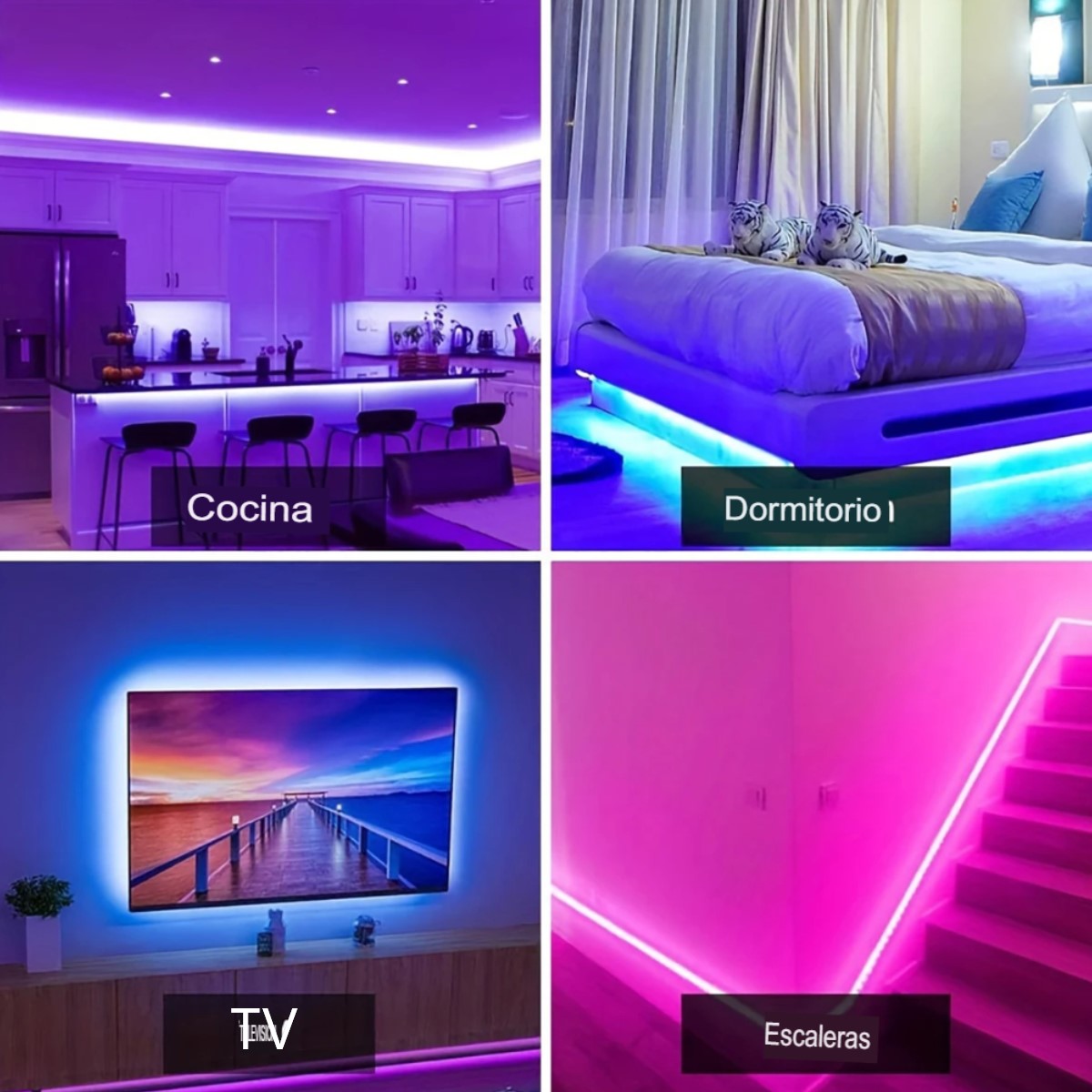 Tira Luces Led 5M habitación RGB cambia de Color cinta fiesta casa música control app USB tv