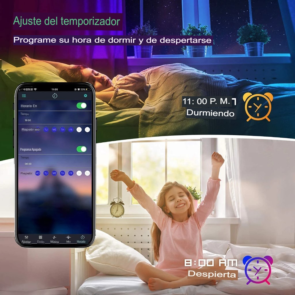 Tira Luces Led 5M habitación RGB cambia de Color cinta fiesta casa música control app USB tv