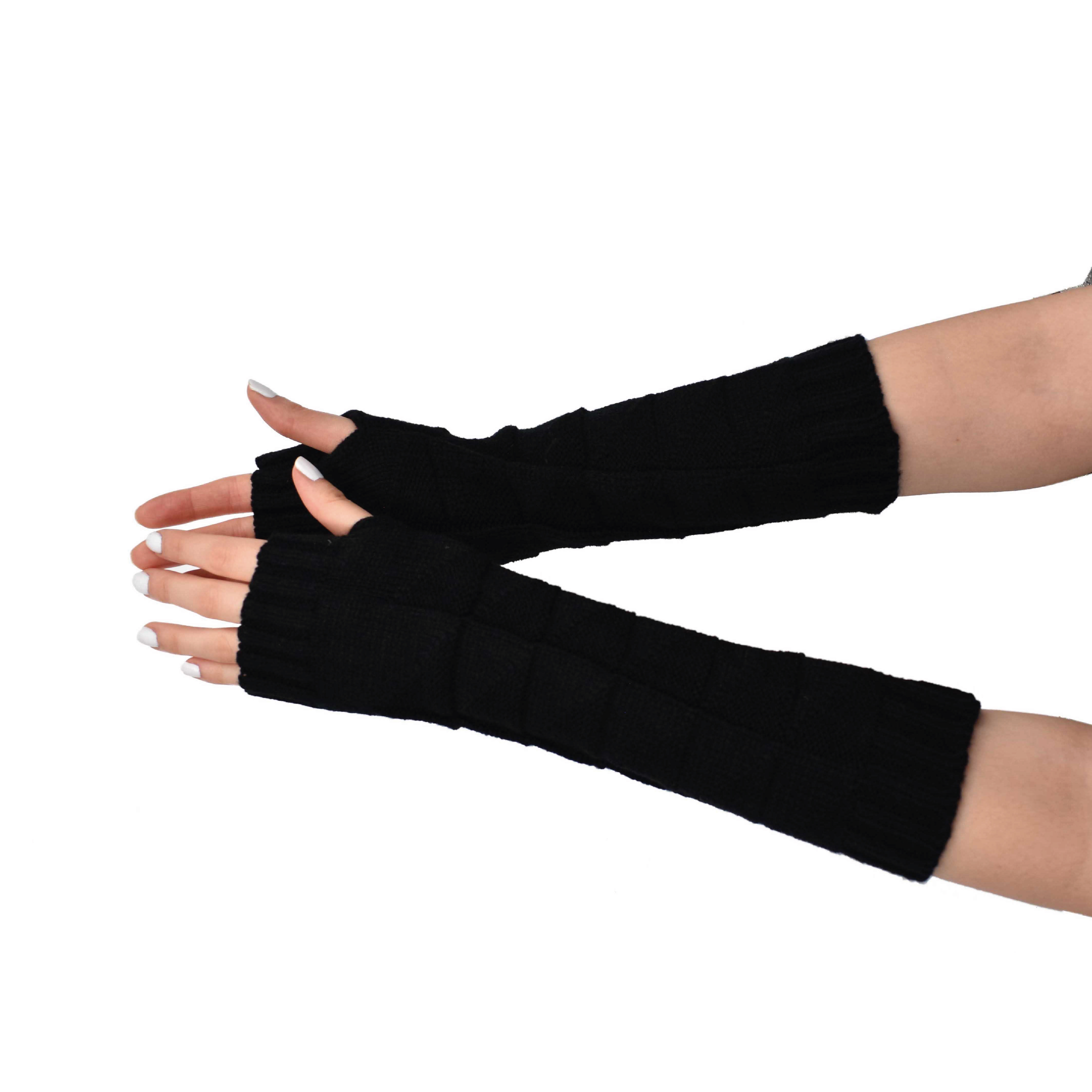 Guantes sin Dedos Mitones Largos Color Negro 