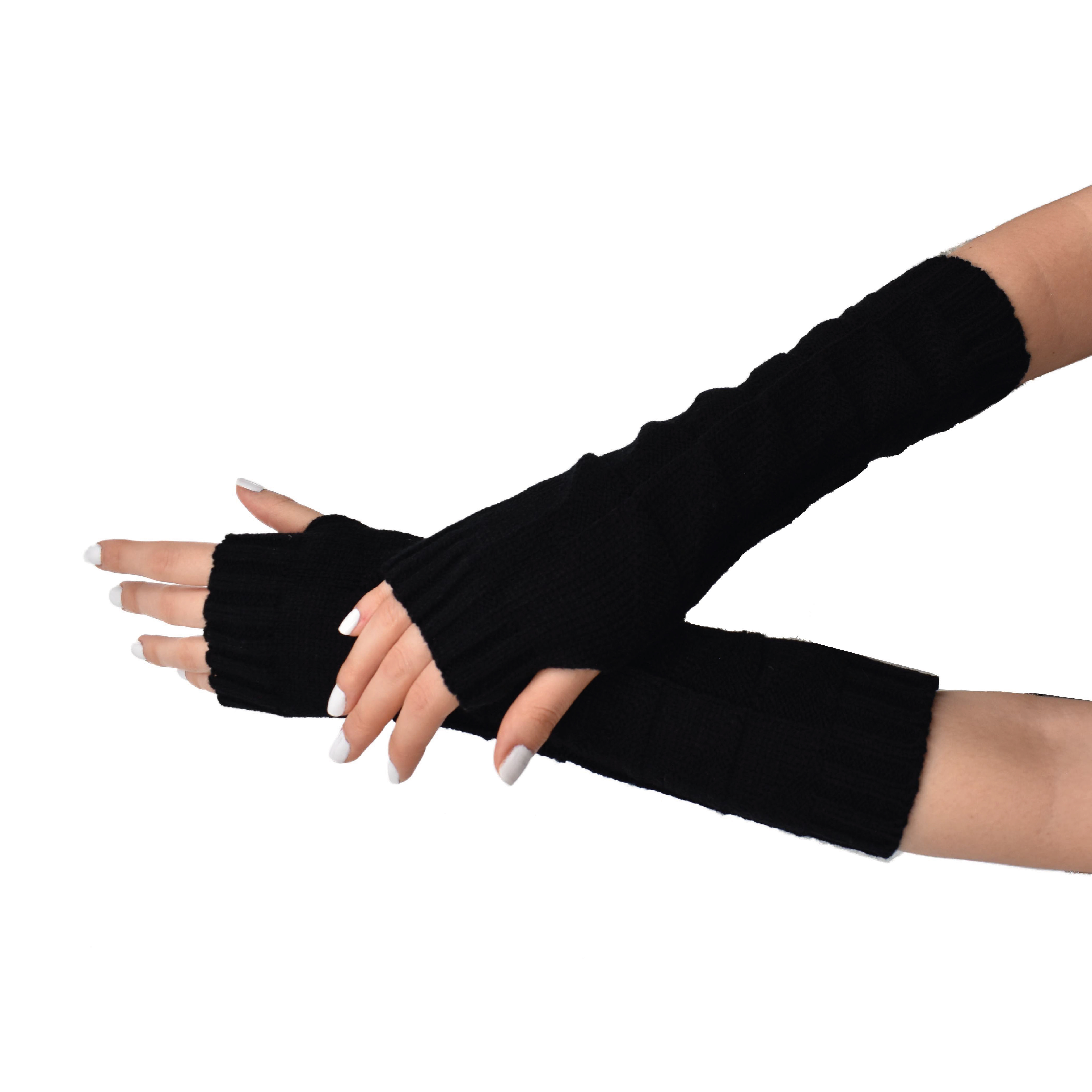 Guantes sin Dedos Mitones Largos Color Negro 