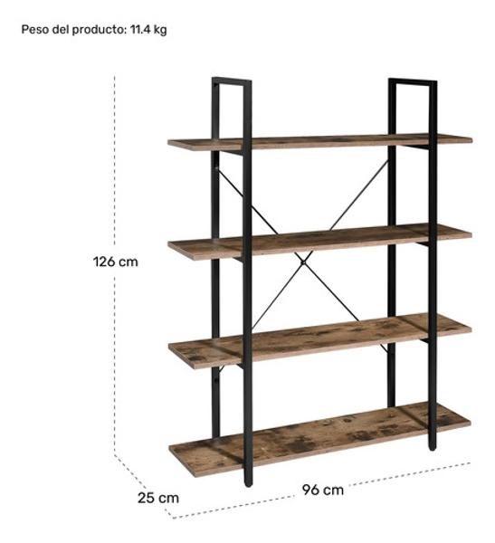 Librero Madera Estante Minimalista 4 Repisas Tipo Boho Country