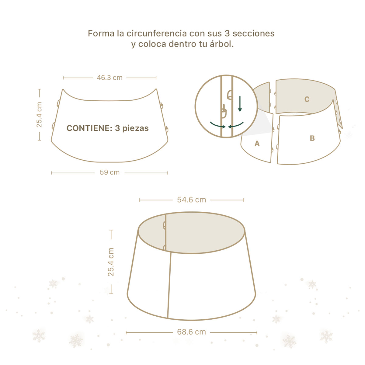 Pie de Árbol de Navidad Collar Metálico Falda para Pino Navideño Anillo de Acero Decoración Plateado ESQUIMAL