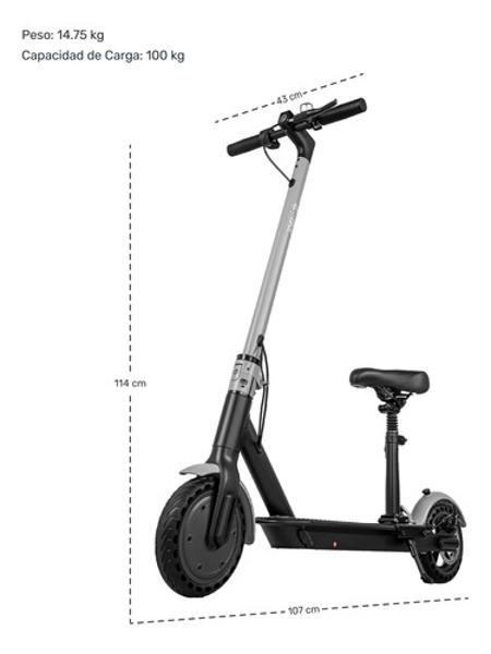 Scooter Electrico Asiento 30 Km/h App Movilidad Gps Luz Led