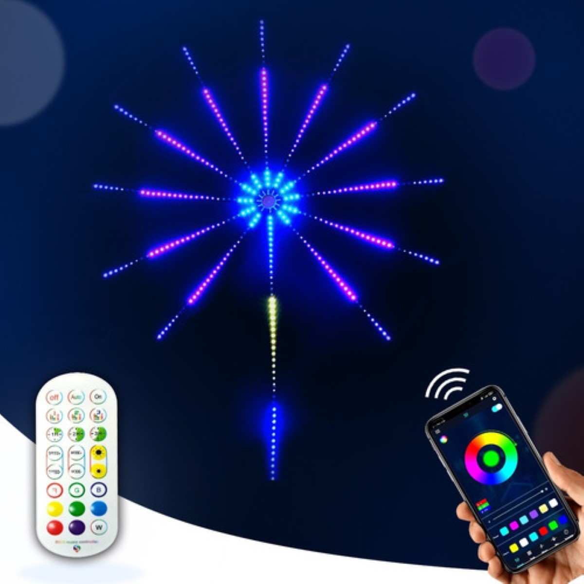 Tiras Led Kit Bluetooth Control App Fuegos Artificiale blano colores