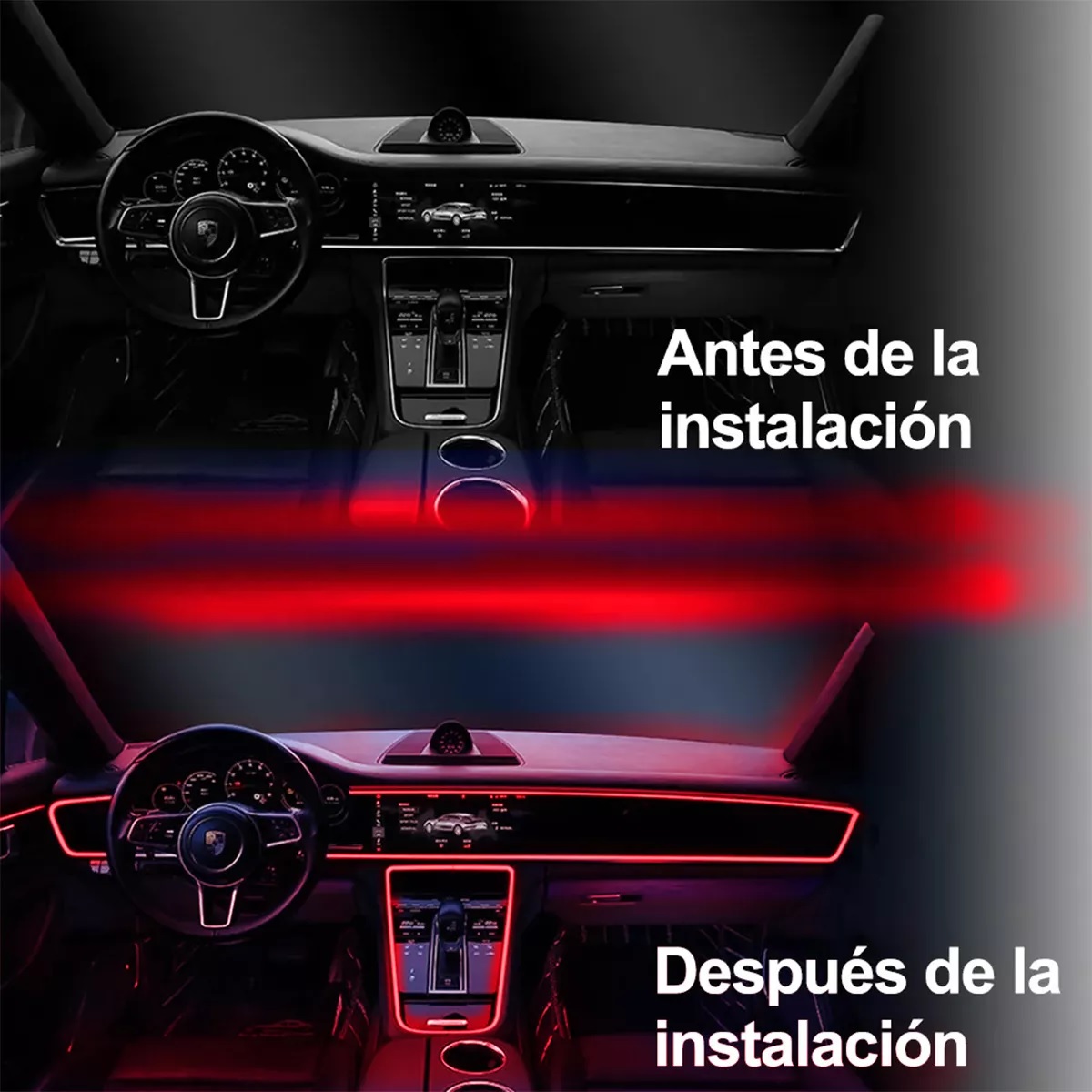 2pcs Wire Hilo 4m Luminoso Luz Neon Cable Tron Tira Led Auto Rojo