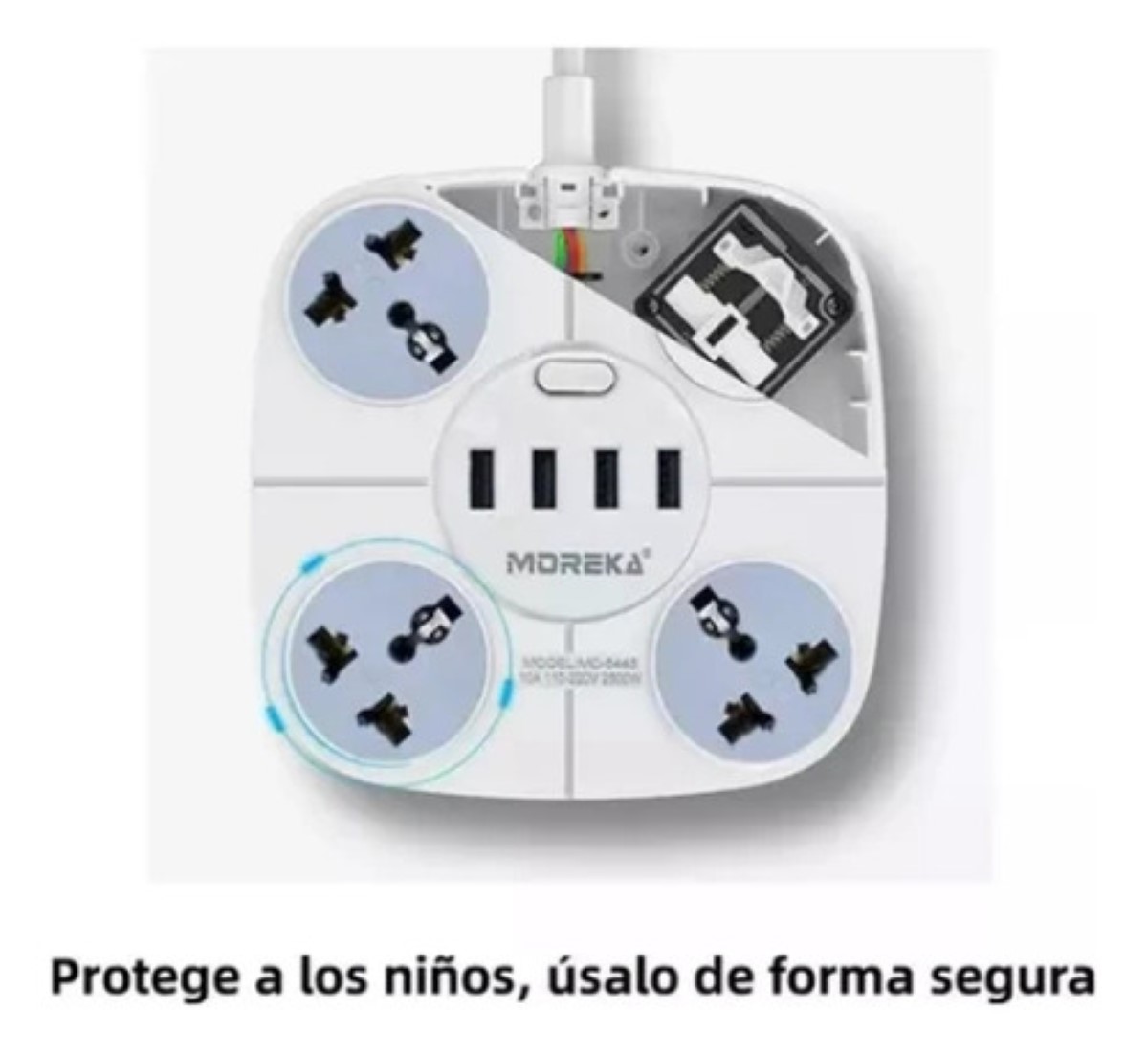 Multi Contacto 4 Puertos Usb Switch Extensión Regleta blanco
