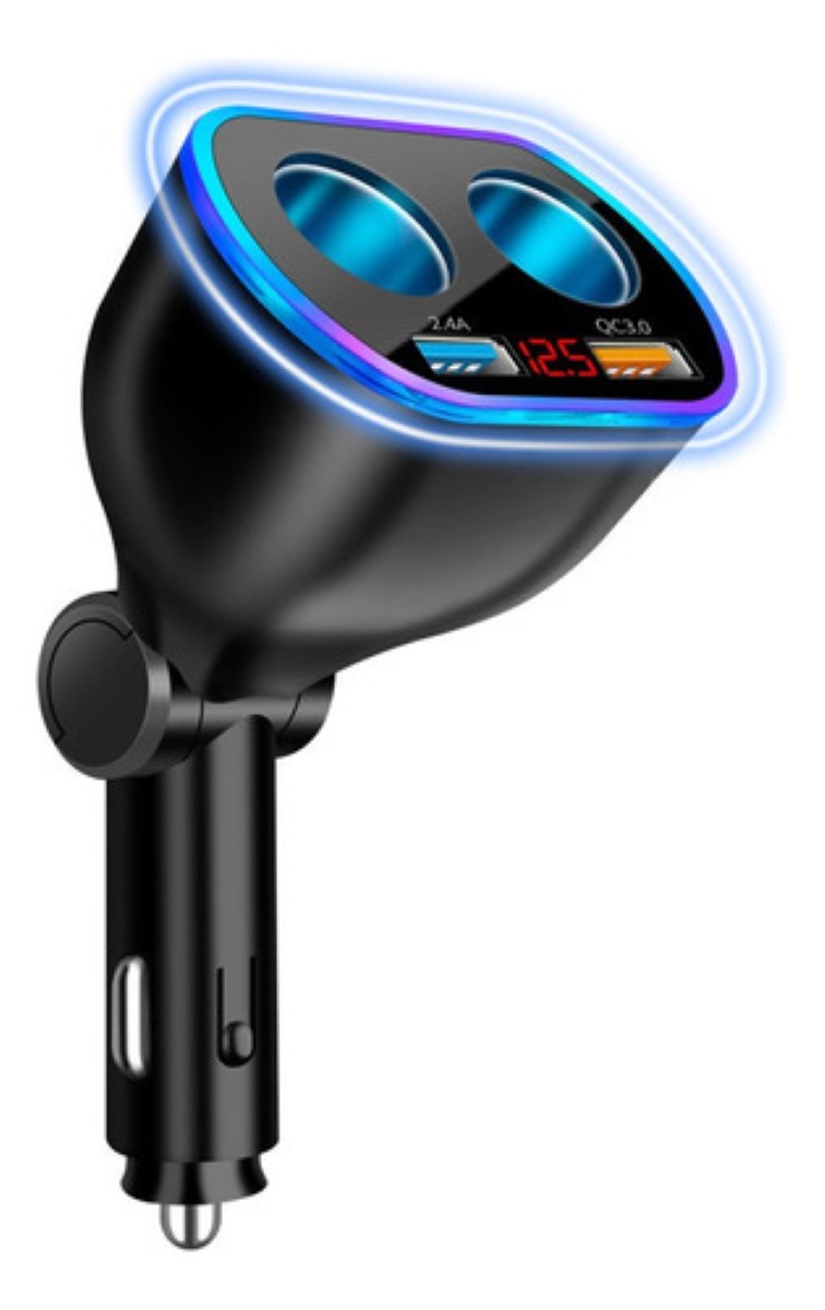 Cargador Y Encendedor Auto Cargadores Celulares Rápida 2 Usb negro