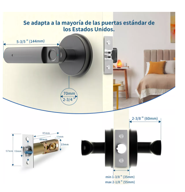 Cerradura digital Geek Smart  color negro Dactilar 100 códigos T