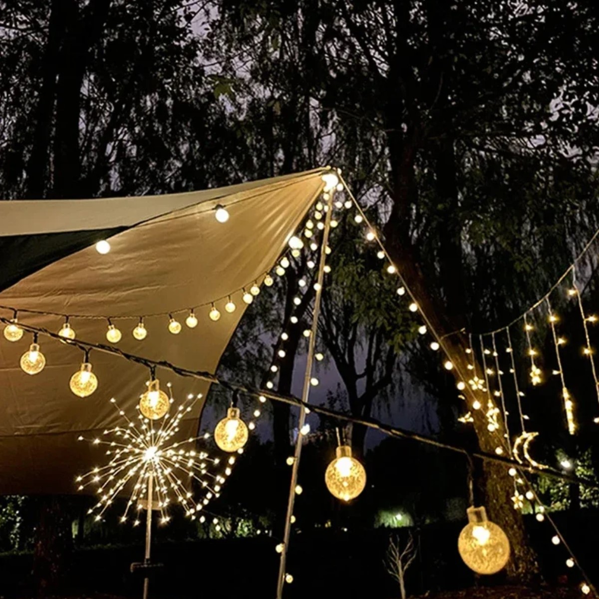Tira guirnalda luces LED bola alimentación USB 6M impermeables exteriores jardín boda decoración