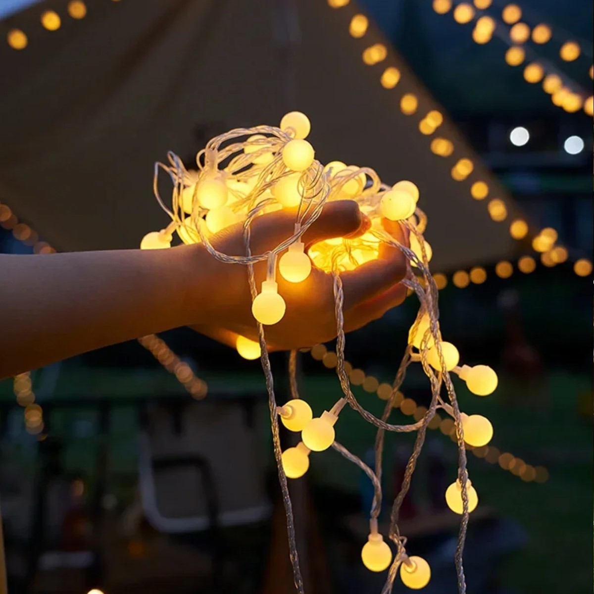 Tira guirnalda luces LED bola alimentación USB 6M impermeables exteriores jardín boda decoración