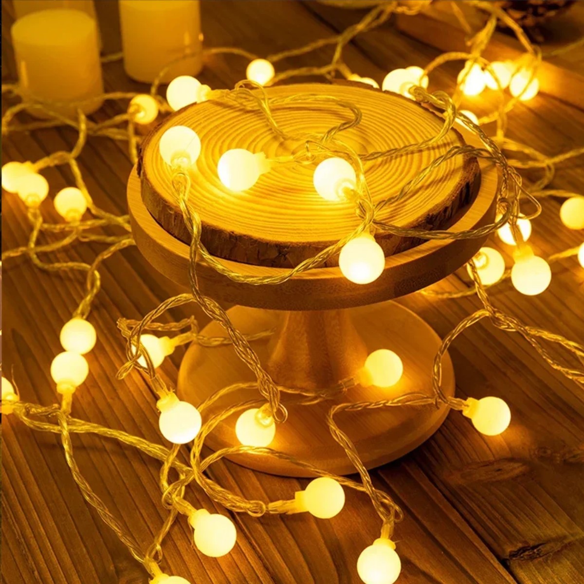 Tira guirnalda luces LED bola alimentación USB 6M impermeables exteriores jardín boda decoración