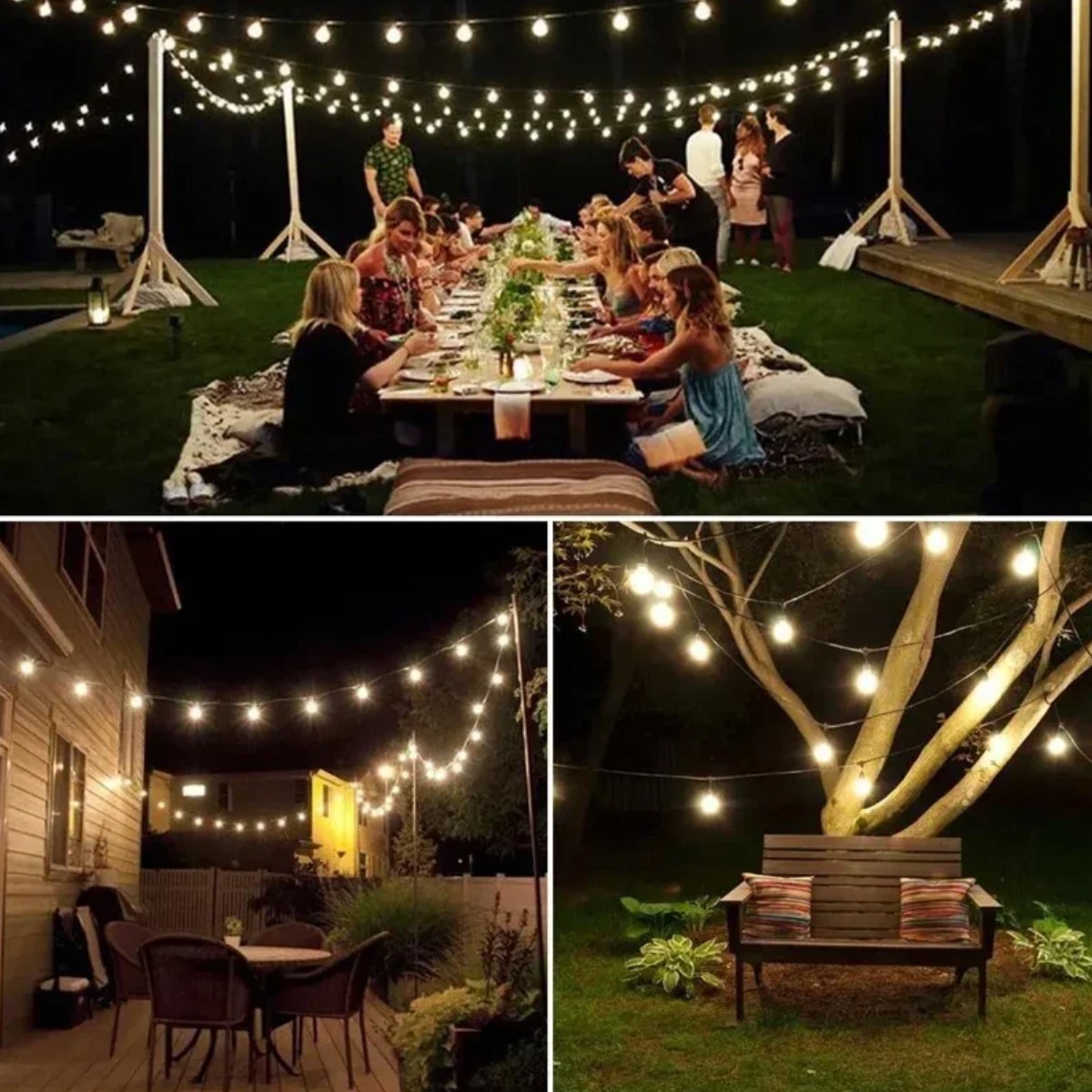 Tira guirnalda luces LED bola alimentación USB 6M impermeables exteriores jardín boda decoración