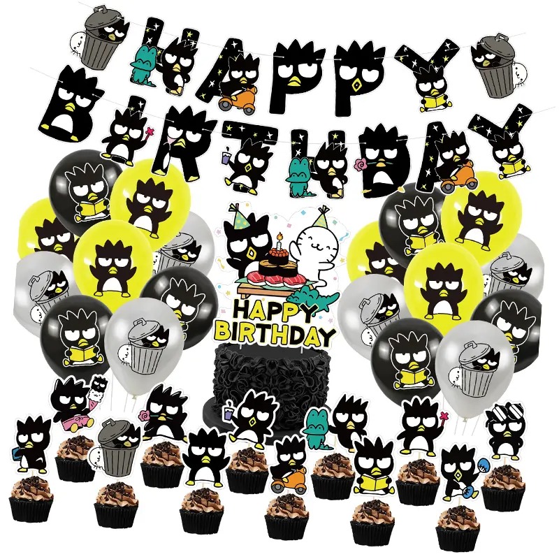 Set 18 Globos Caricatura Badtz-Maru Pinguino Fiesta y Decoración