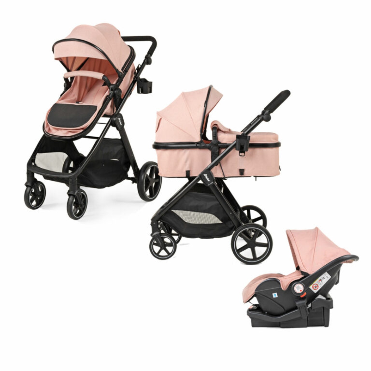 Carriola D'Bebé Travel System King Rosa ENDY15